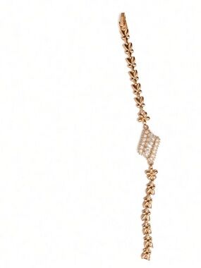 Rose Gold Flower Link Bracelet with Crystal Centerpiece